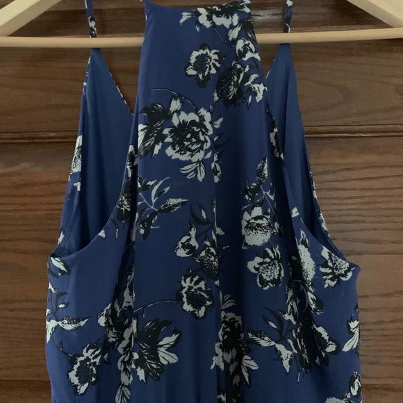 Blue floral racer back dress with lining - Picture 2 of 5